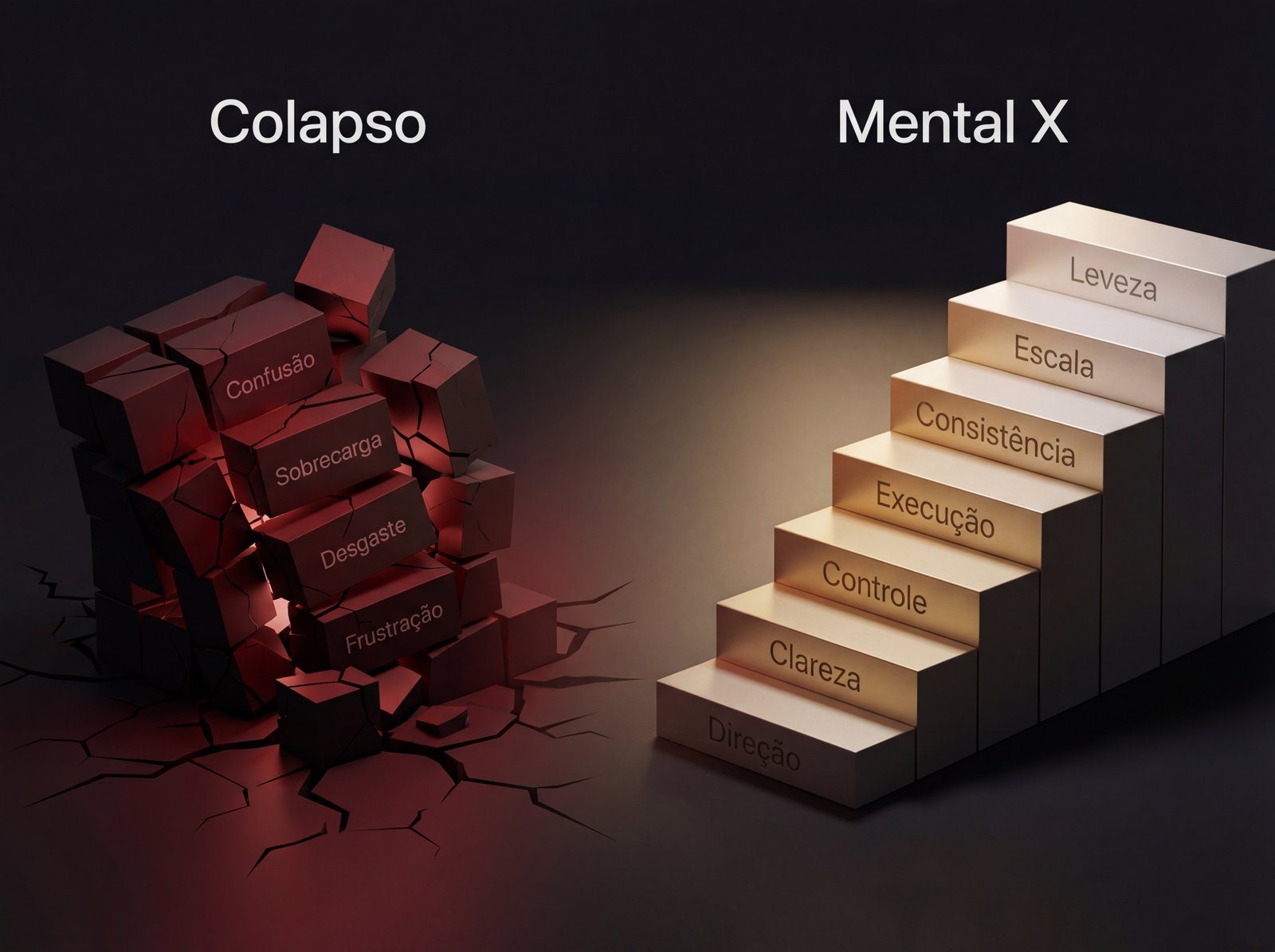 Contraste entre colapso e estrutura na tese central do Mental X